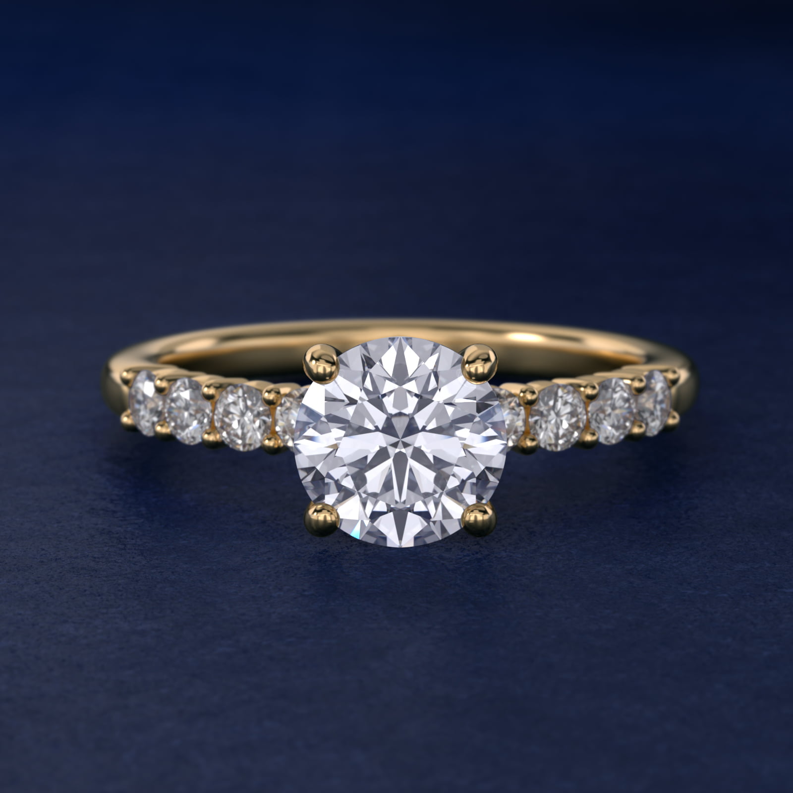 Prong Set Side Stone Diamond Engagement Ring In 14K Yellow Gold By James Allen