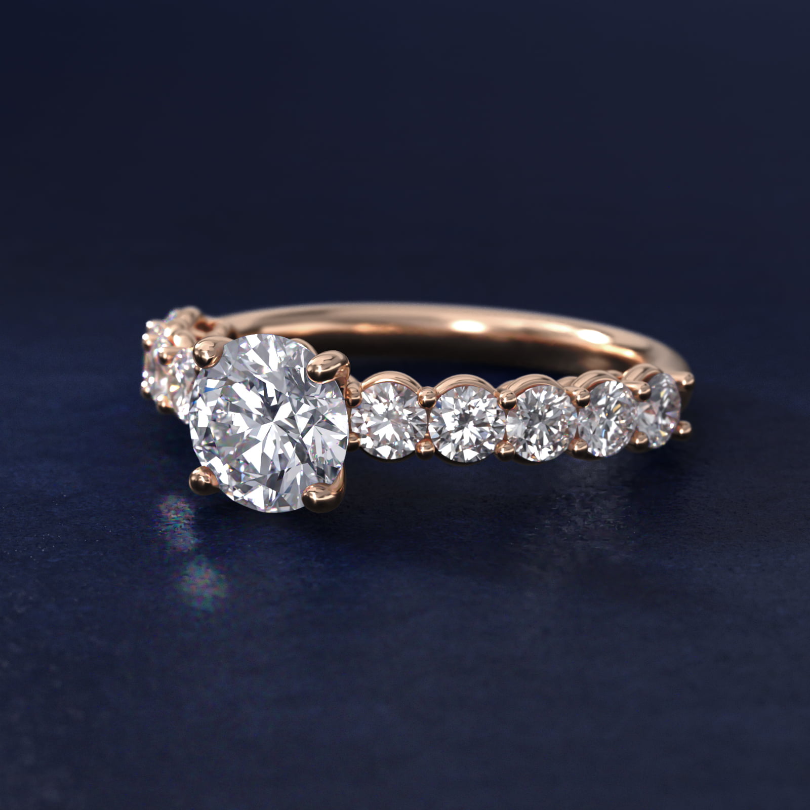 Prong Set Side Stone Diamond Engagement Ring In 14K Rose Gold By James Allen