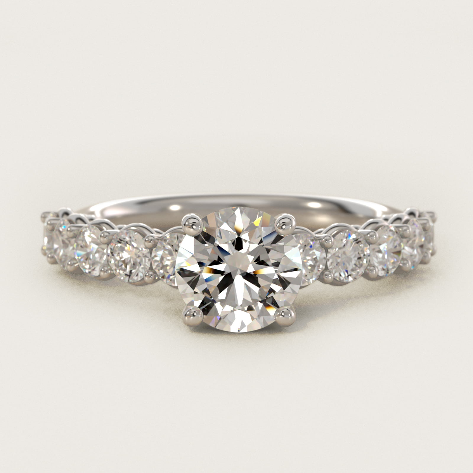 Prong Set Side Stone Diamond Engagement Ring In 18K White Gold By James Allen