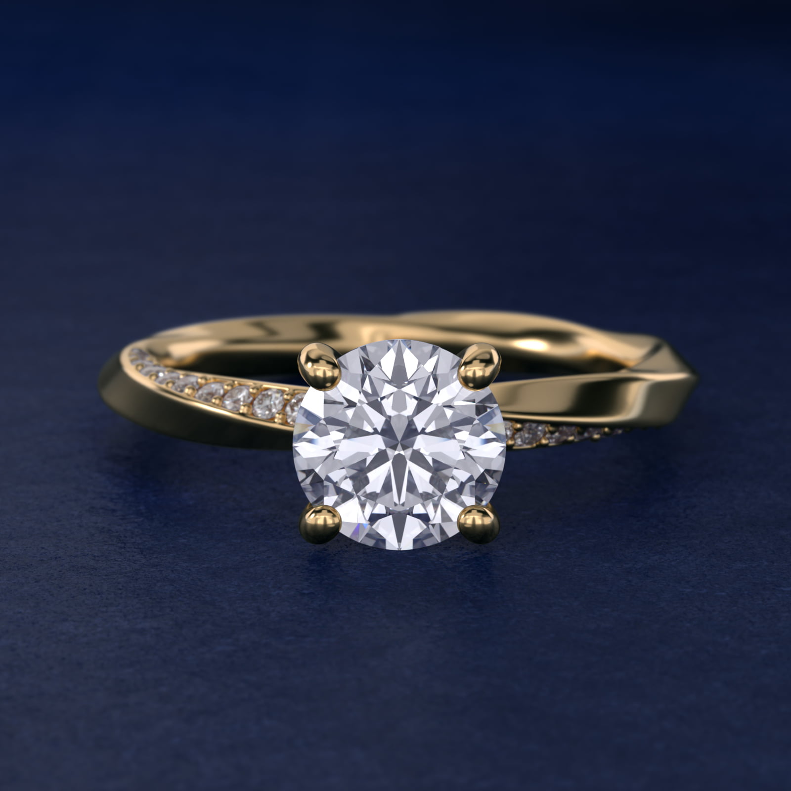 Helix Pavé Diamond Engagement Ring In 14K Yellow Gold By James Allen