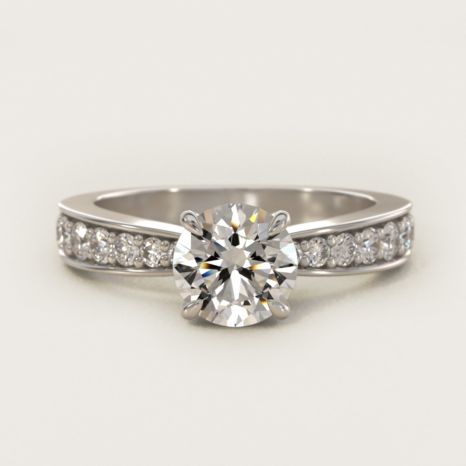 Perfect Pavé Diamond Engagement Ring In 18K White Gold By James Allen