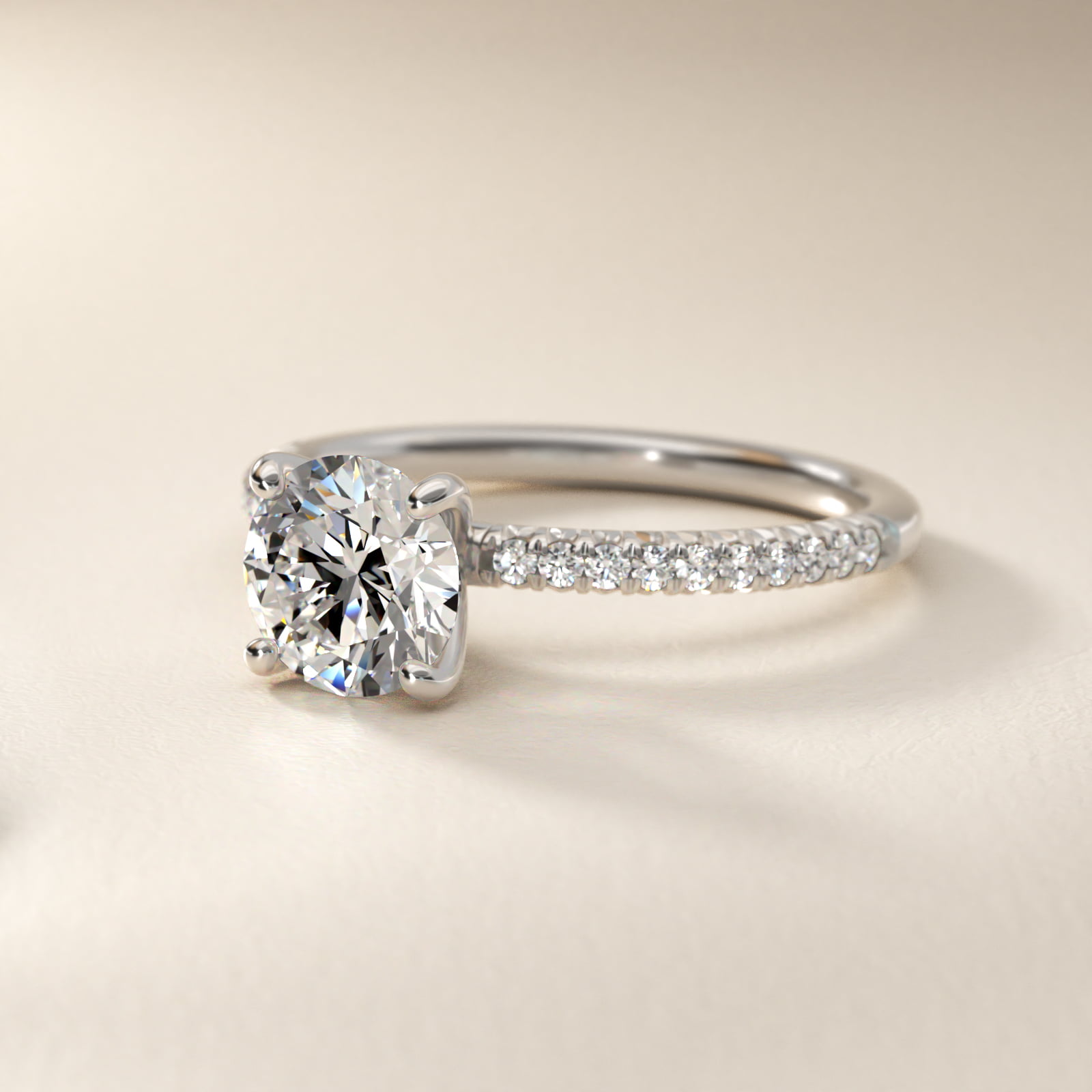Petite Pavé Diamond Engagement Ring In 18K White Gold By James Allen