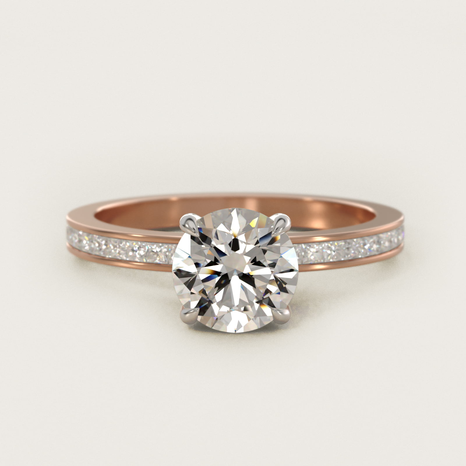 Engagement Ring With Channel Set Princess Cut Diamonds In 14K Rose Gold By James Allen