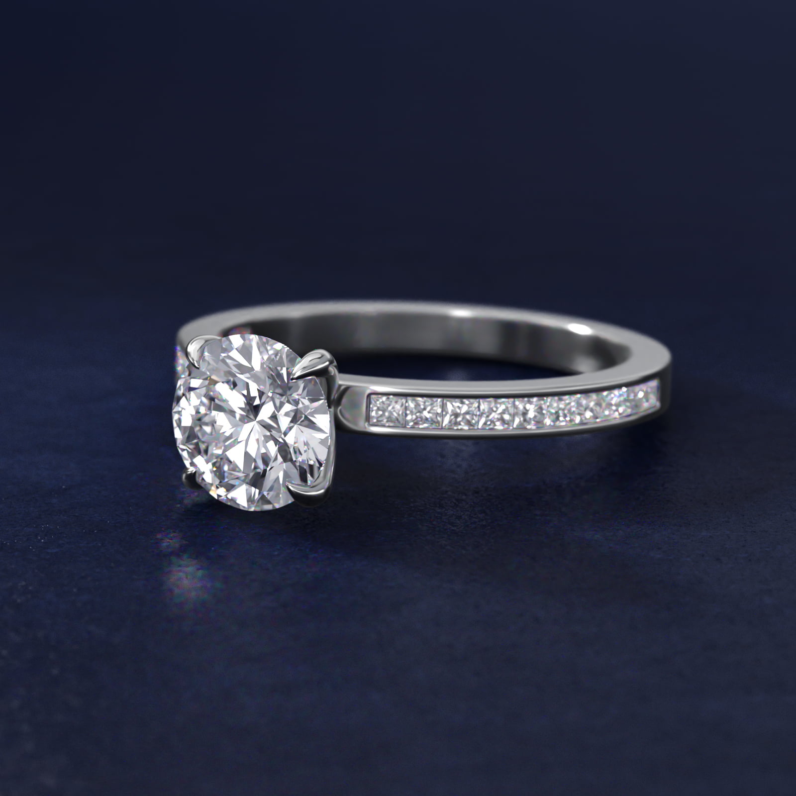 Engagement Ring With Channel Set Princess Cut Diamonds In 18K White Gold By James Allen