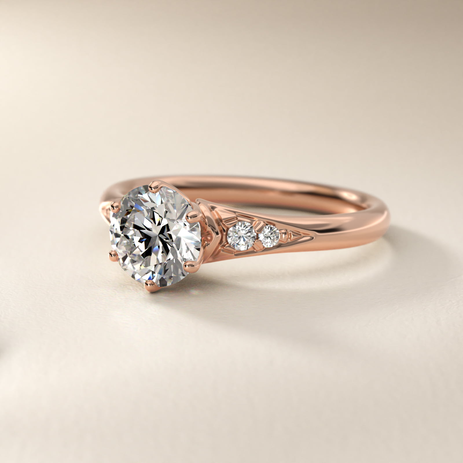 Tapered Pavé Side Stone Diamond Engagement Ring In 14K Rose Gold By James Allen