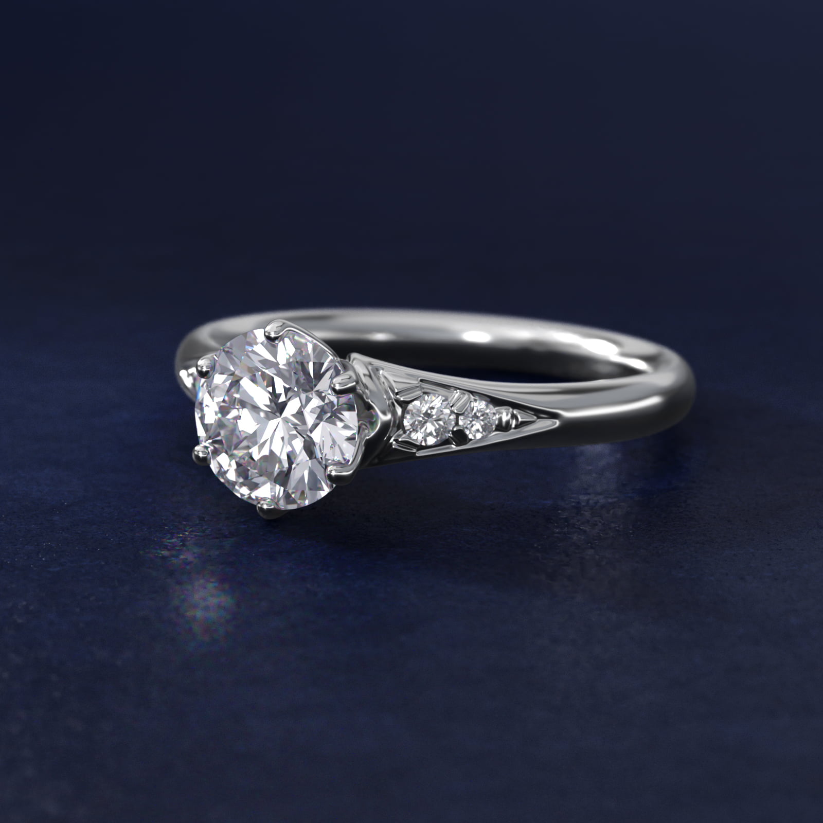 Tapered Pavé Side Stone Diamond Engagement Ring In 14K White Gold By James Allen