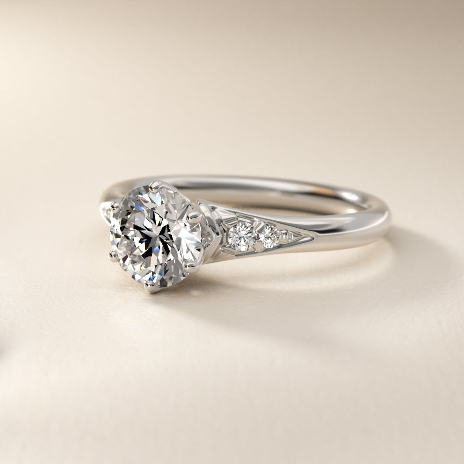 Tapered Pavé Side Stone Diamond Engagement Ring In 18K White Gold By James Allen