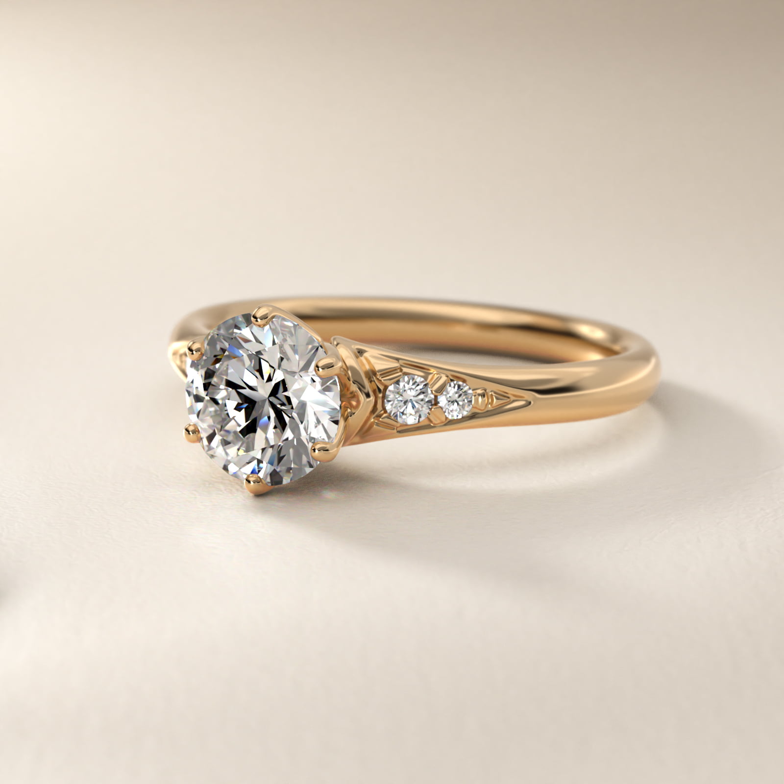 Tapered Pavé Side Stone Diamond Engagement Ring In 14K Yellow Gold By James Allen