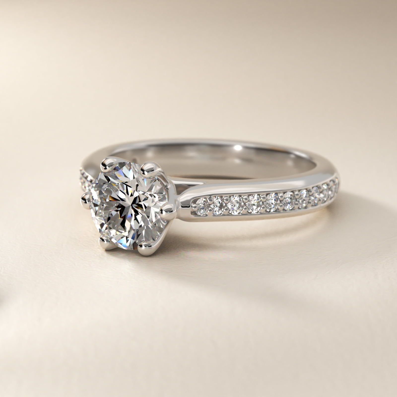 Trellis Pavé Diamond Engagement Ring In 18K White Gold By James Allen
