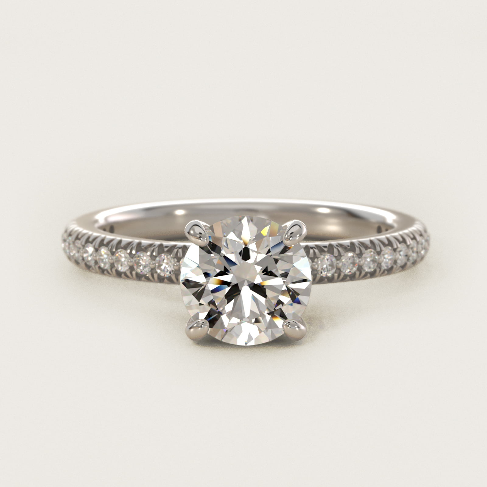Pavé Contour Diamond Engagement Ring In 14K White Gold By James Allen