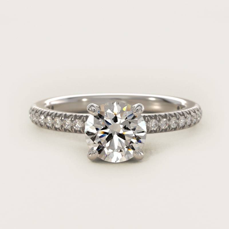 Pavé Contour Diamond Engagement Ring In 18K White Gold By James Allen