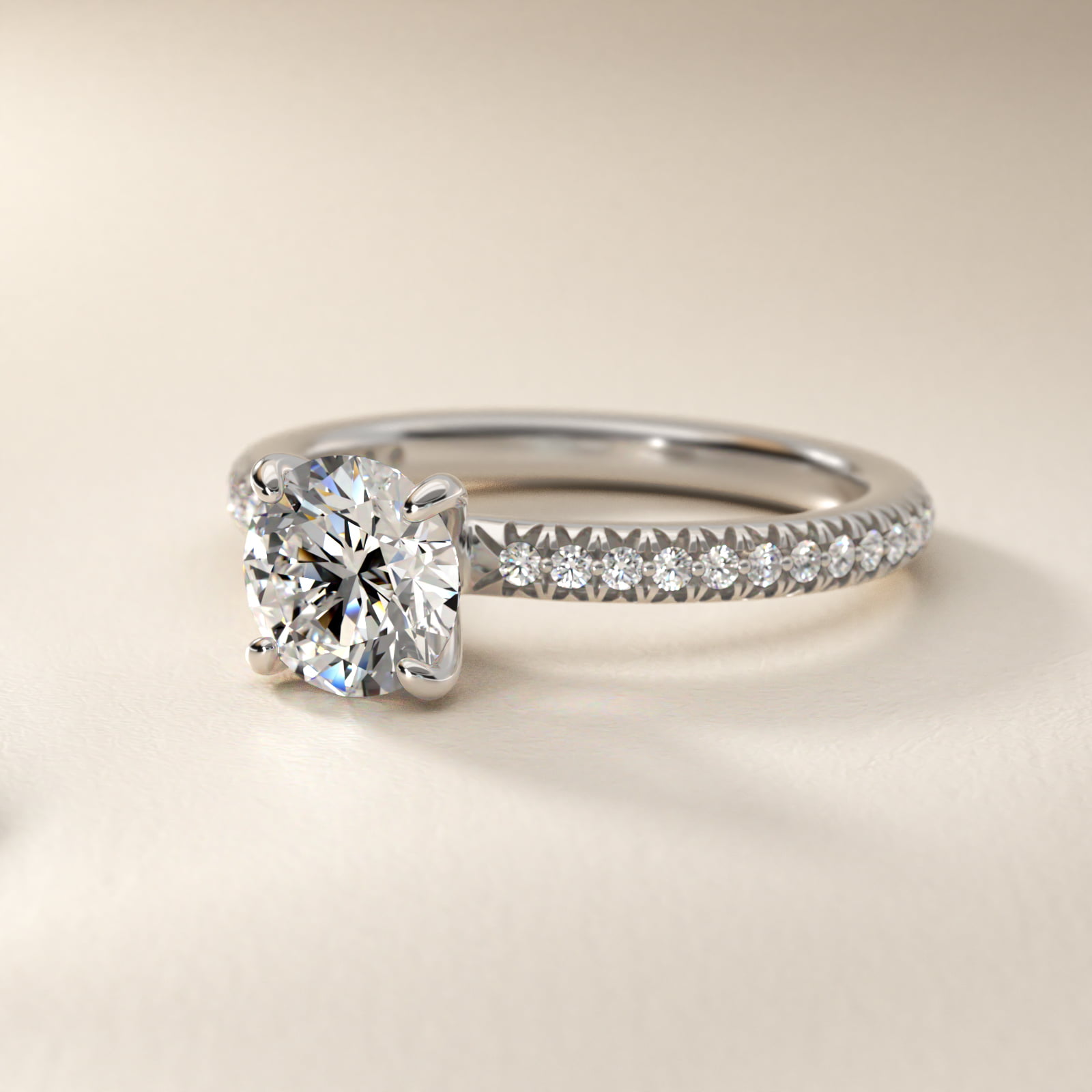 Pavé Contour Diamond Engagement Ring In 18K White Gold By James Allen