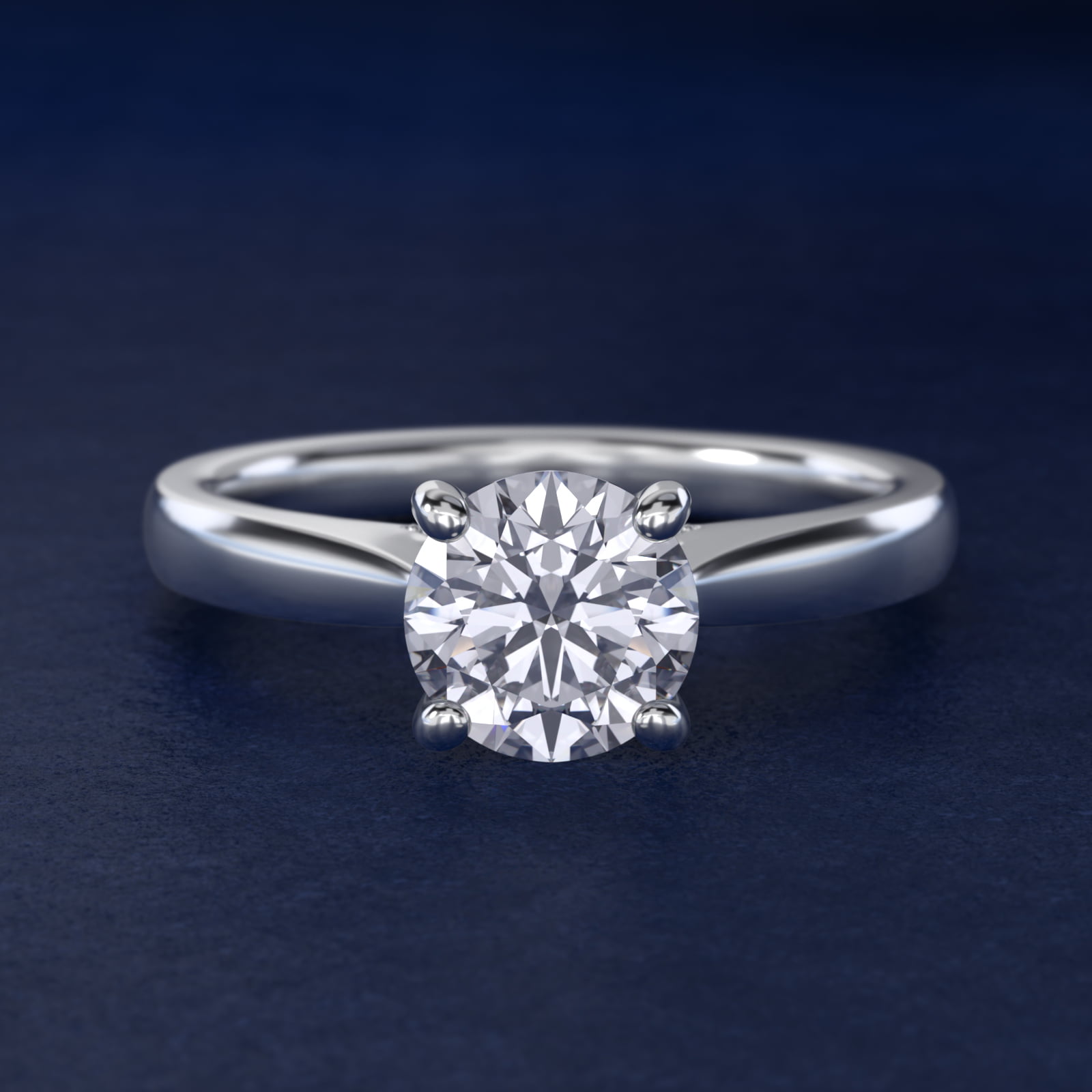 Tapered Solitaire Engagement Ring With Pavé Accent In 14K White Gold By James Allen
