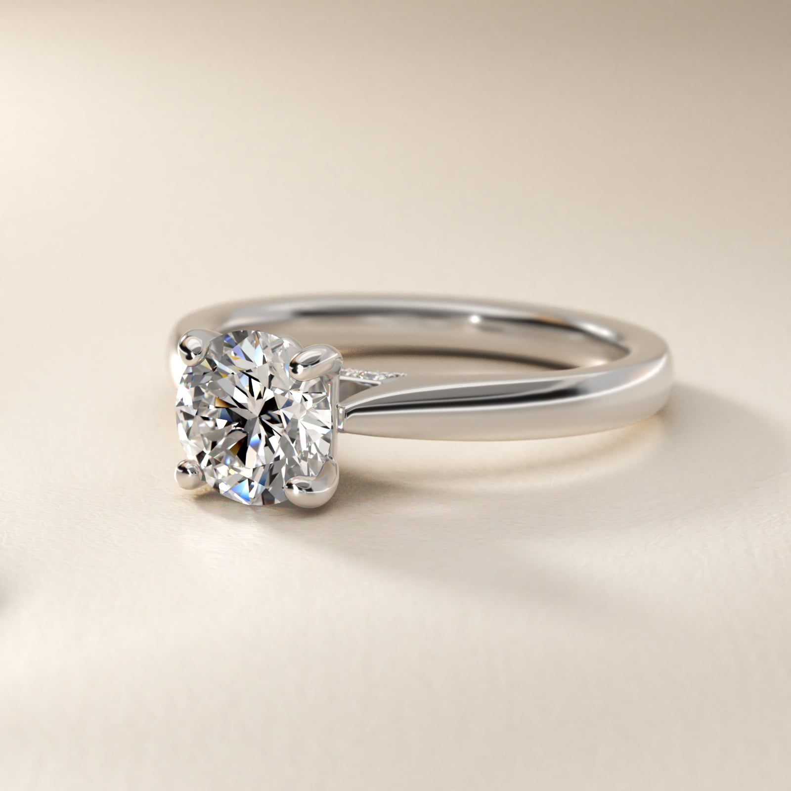 Tapered Solitaire Engagement Ring With Pavé Accent In Platinum By James Allen