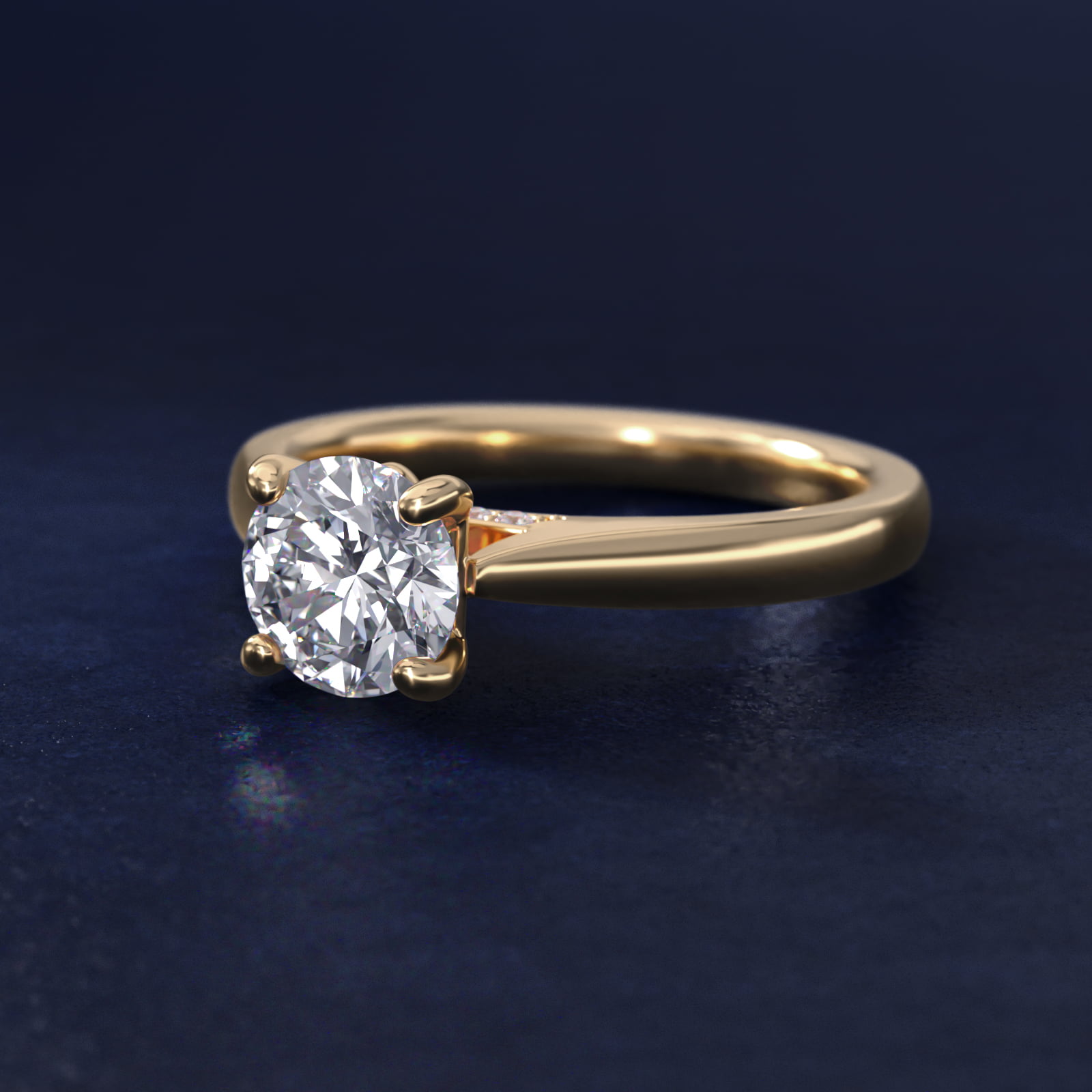 Tapered Solitaire Engagement Ring With Pavé Accent In 18K Yellow Gold By James Allen