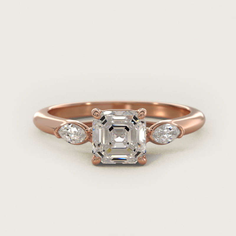 Marquise Cut Lab-Grown Diamond Three Stone Engagement Ring In 14K Rose Gold By James Allen