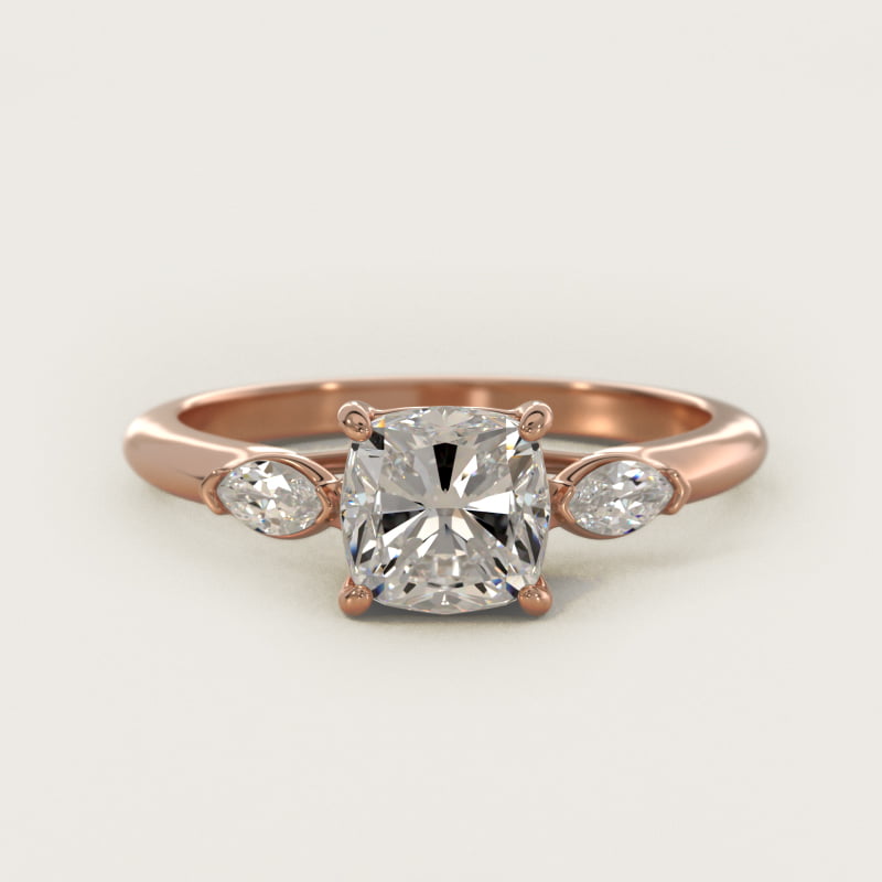 Marquise Cut Lab-Grown Diamond Three Stone Engagement Ring In 14K Rose Gold By James Allen