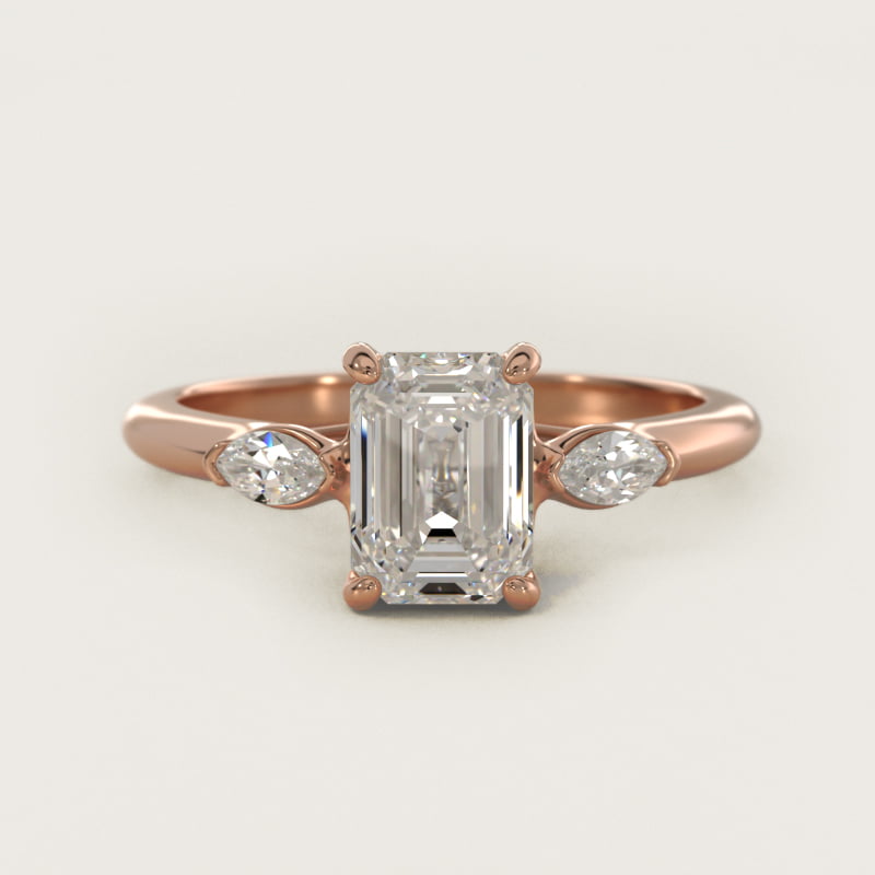 Marquise Cut Lab-Grown Diamond Three Stone Engagement Ring In 14K Rose Gold By James Allen