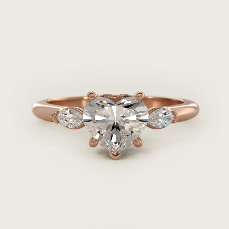 Marquise Cut Lab-Grown Diamond Three Stone Engagement Ring In 14K Rose Gold By James Allen
