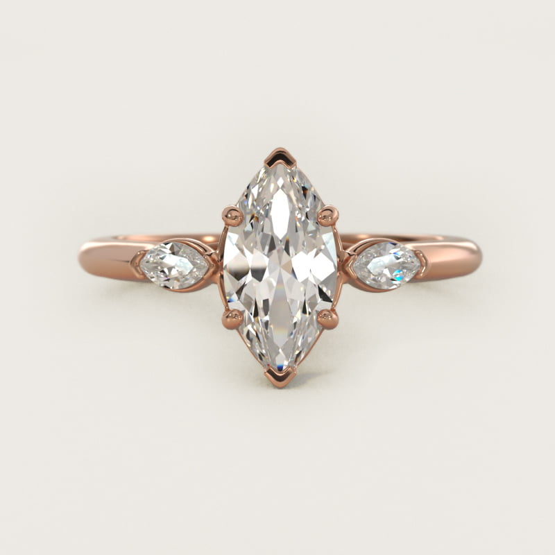 Marquise Cut Lab-Grown Diamond Three Stone Engagement Ring In 14K Rose Gold By James Allen