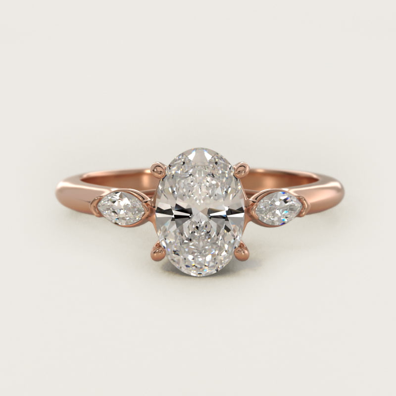 Marquise Cut Lab-Grown Diamond Three Stone Engagement Ring In 14K Rose Gold By James Allen