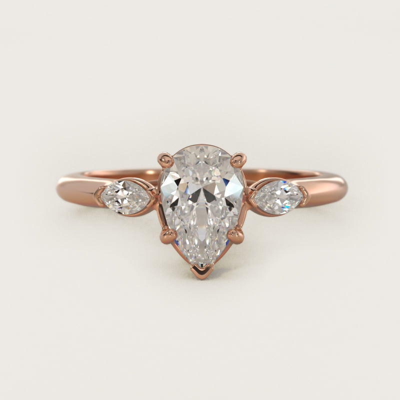 Marquise Cut Lab-Grown Diamond Three Stone Engagement Ring In 14K Rose Gold By James Allen