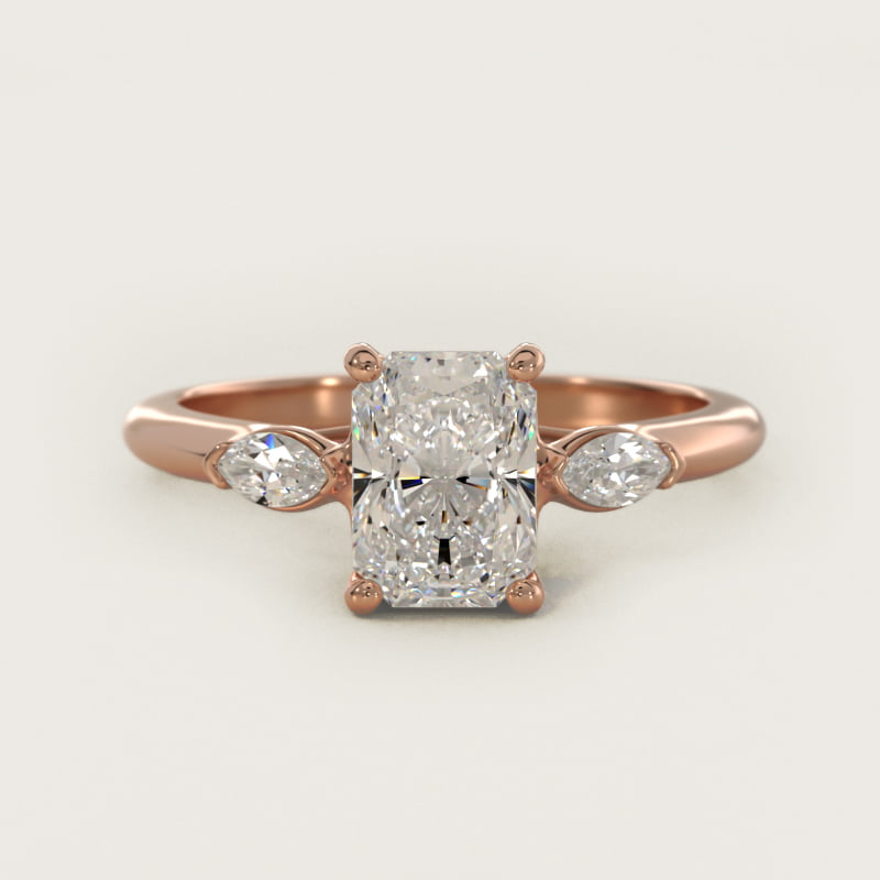 Marquise Cut Lab-Grown Diamond Three Stone Engagement Ring In 14K Rose Gold By James Allen