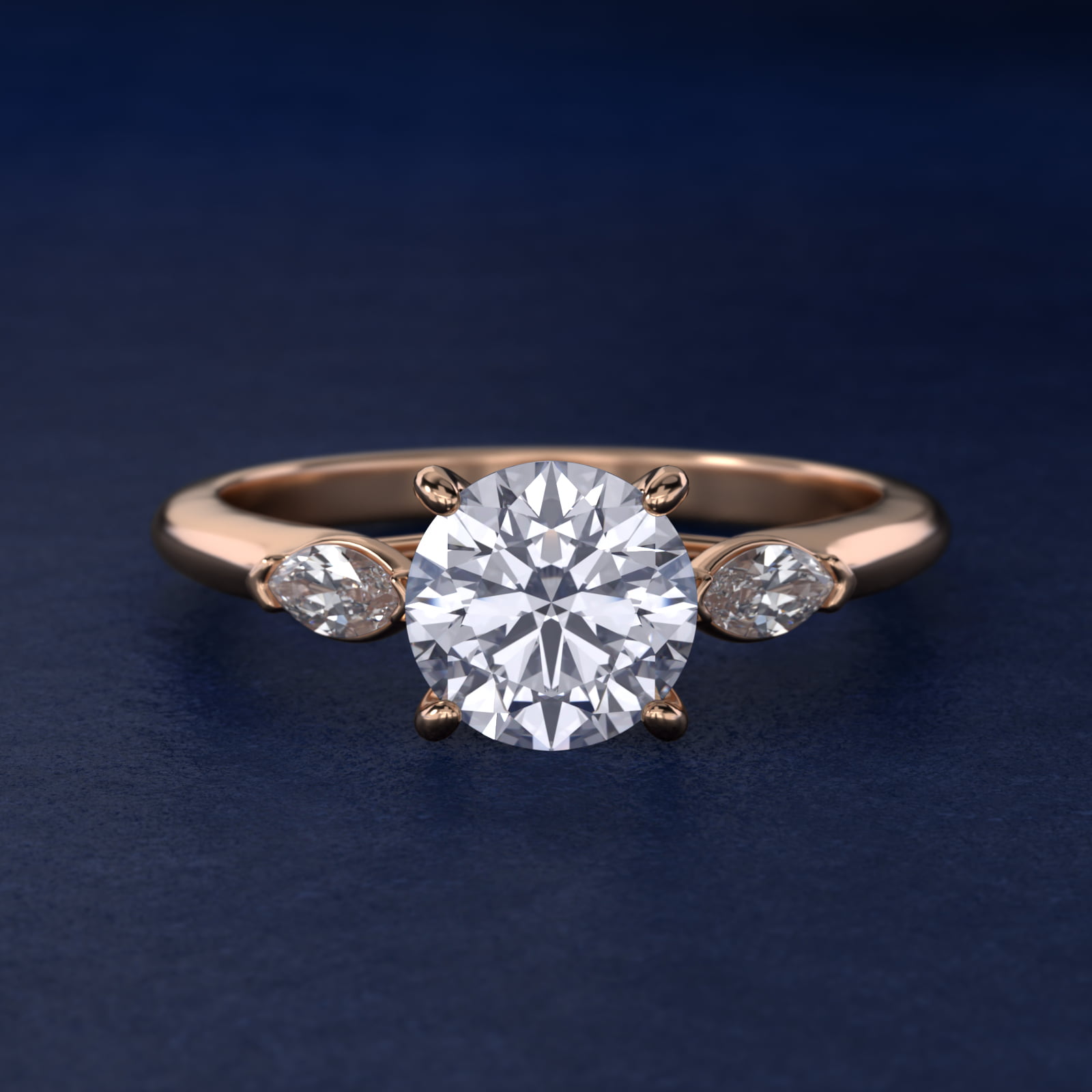 Marquise Cut Lab-Grown Diamond Three Stone Engagement Ring In 14K Rose Gold By James Allen