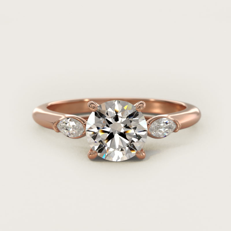 Marquise Cut Lab-Grown Diamond Three Stone Engagement Ring In 14K Rose Gold By James Allen
