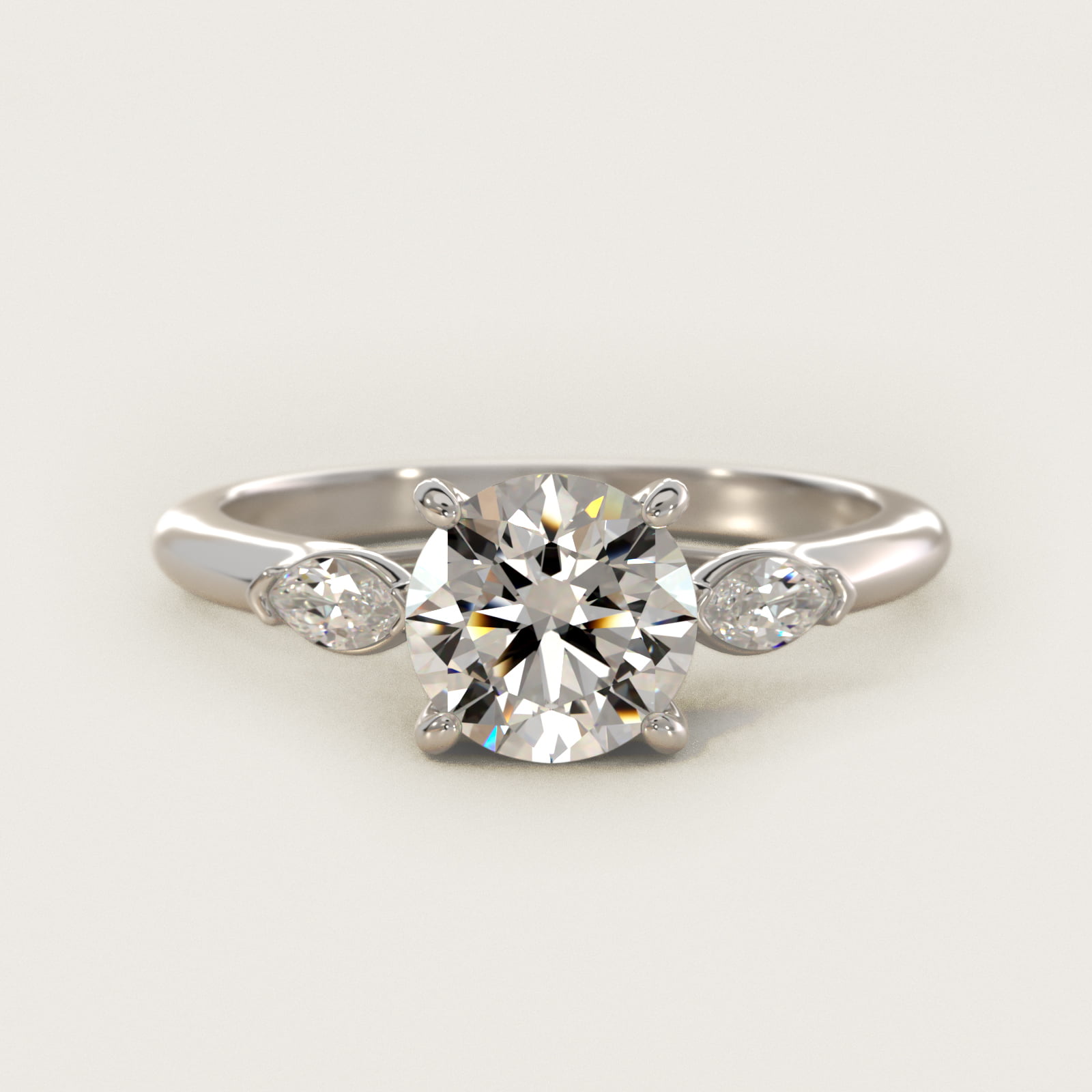 Marquise Cut Lab-Grown Diamond Three Stone Engagement Ring In 18K White Gold By James Allen