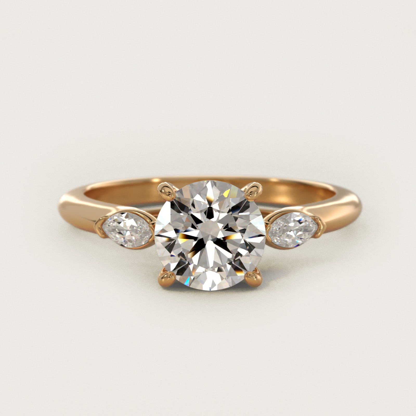 Marquise Cut Lab-Grown Diamond Three Stone Engagement Ring In 18K Yellow Gold By James Allen