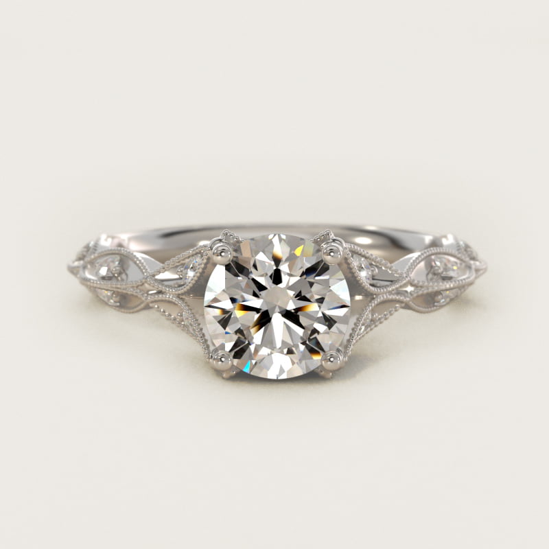 Milgrain Navette Vintage-Style Engagement Ring In Platinum By James Allen