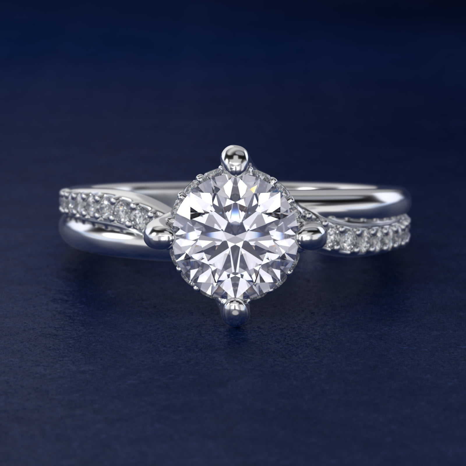 Twisted Pavé Kite-Set Diamond Engagement Ring In 14K White Gold By James Allen