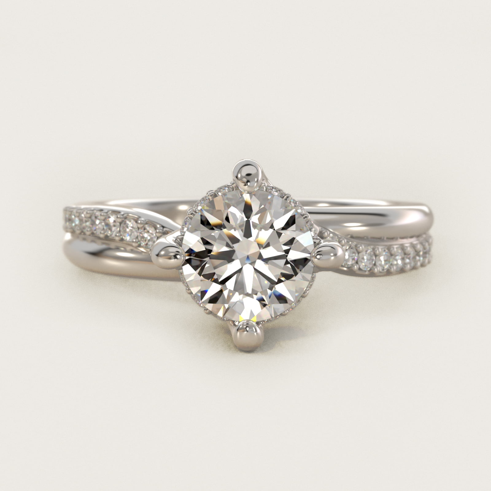 Twisted Pavé Kite-Set Diamond Engagement Ring In Platinum By James Allen