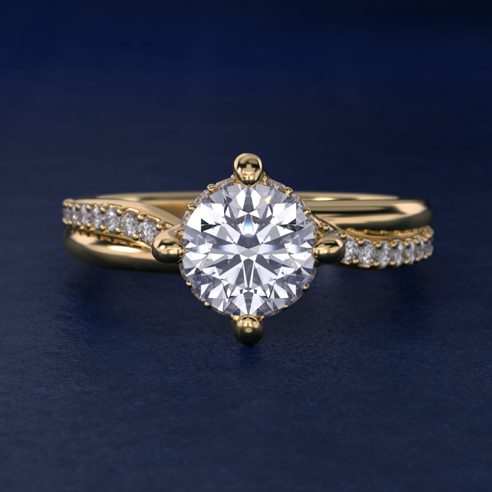 Twisted Pavé Kite-Set Diamond Engagement Ring In 14K Yellow Gold By James Allen