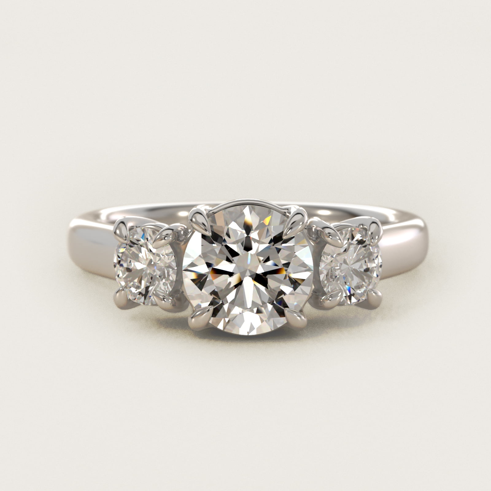Round Diamond Three Stone Engagement Ring In Platinum By James Allen