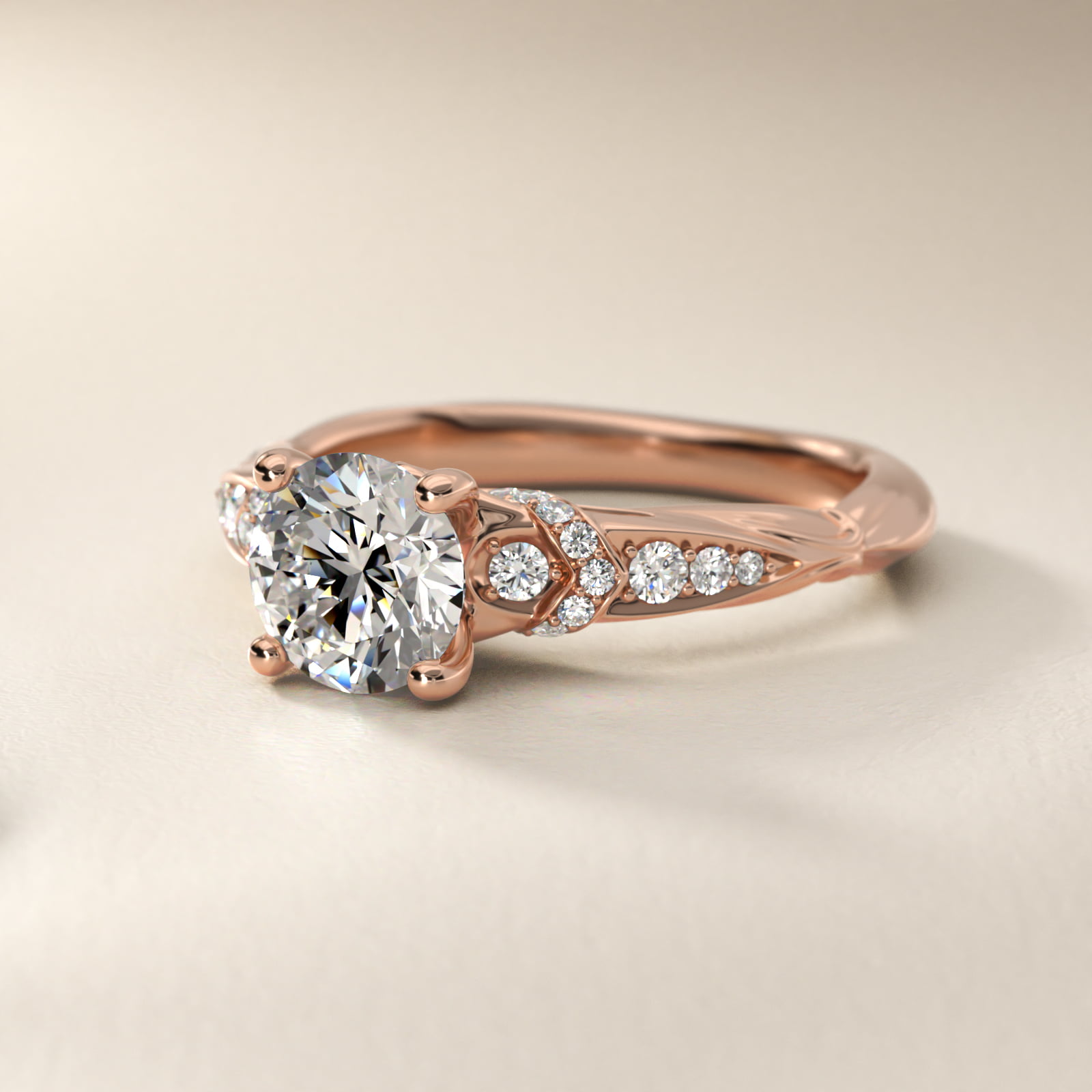 Graduated Pavé Diamond Engagement Ring In 14K Rose Gold By James Allen