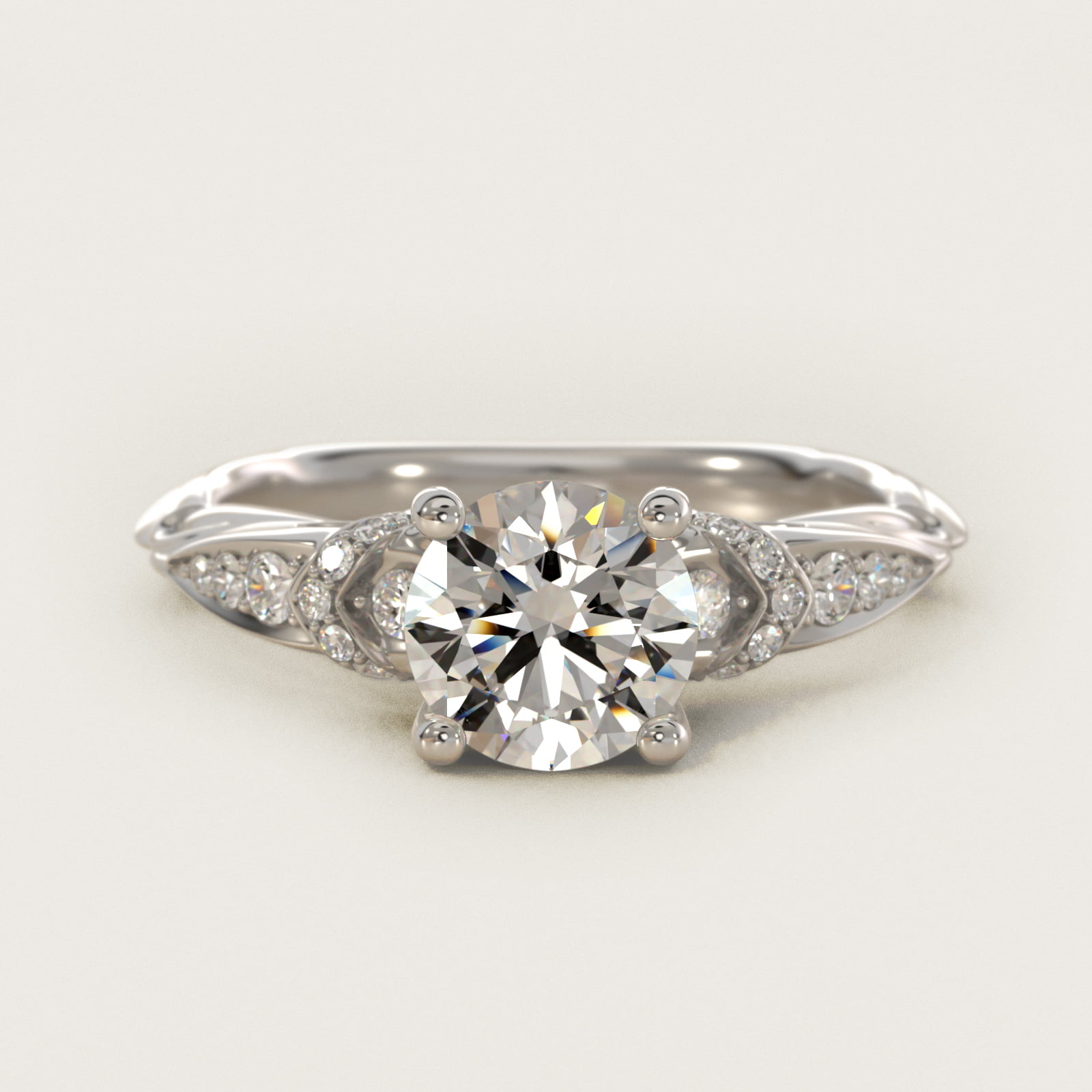 Graduated Pavé Diamond Engagement Ring In Platinum By James Allen