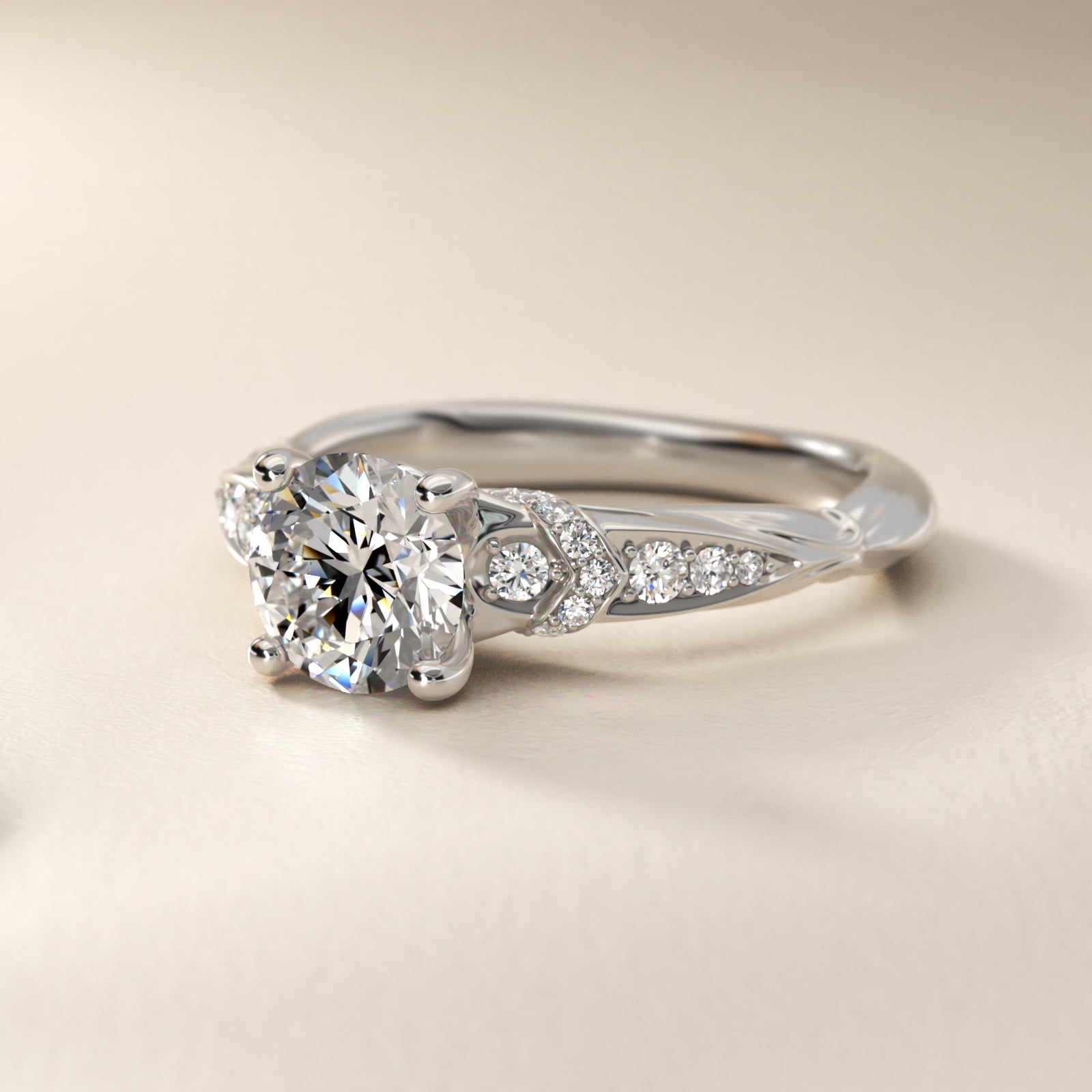 Graduated Pavé Diamond Engagement Ring In 14K White Gold By James Allen