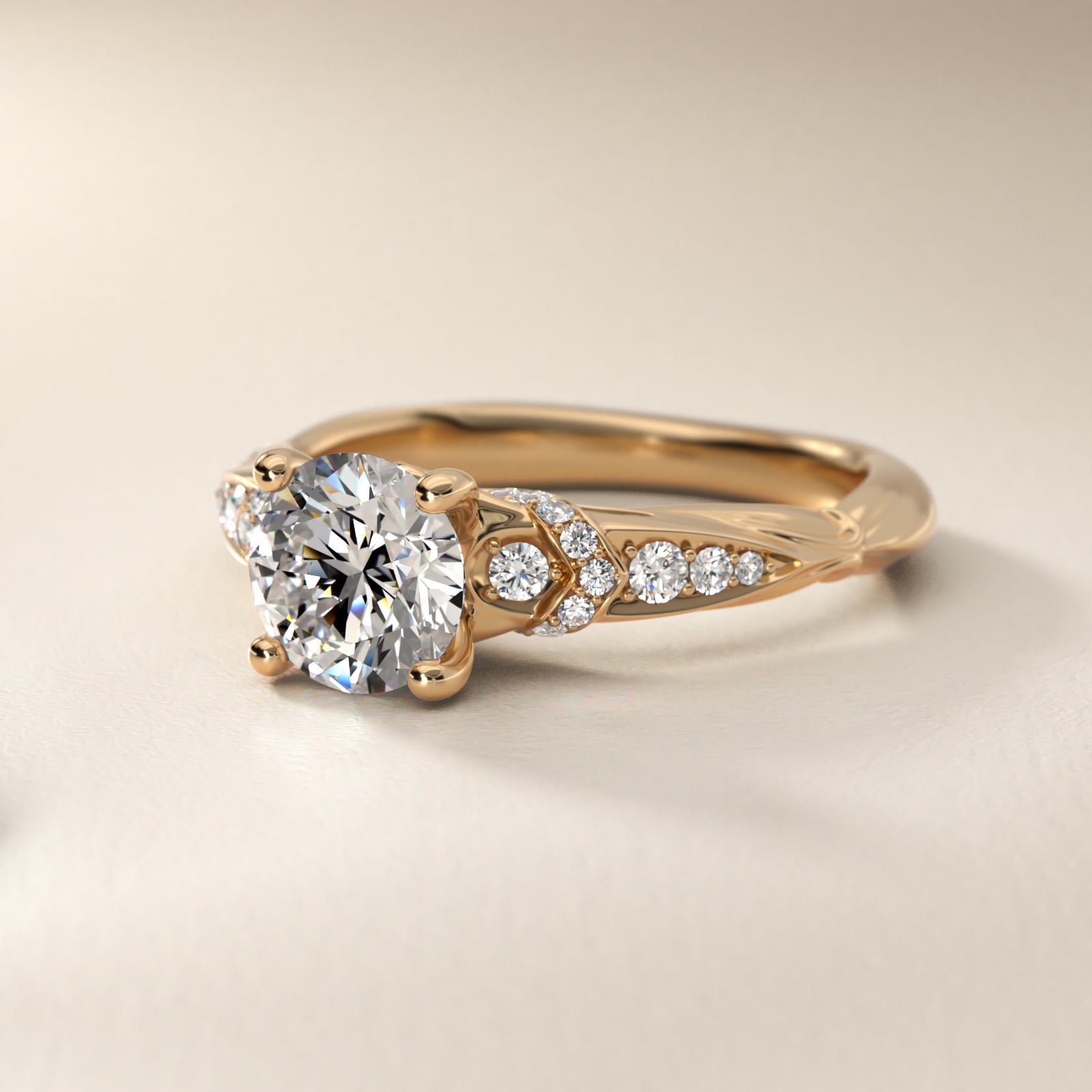 Graduated Pavé Diamond Engagement Ring In 14K Yellow Gold By James Allen