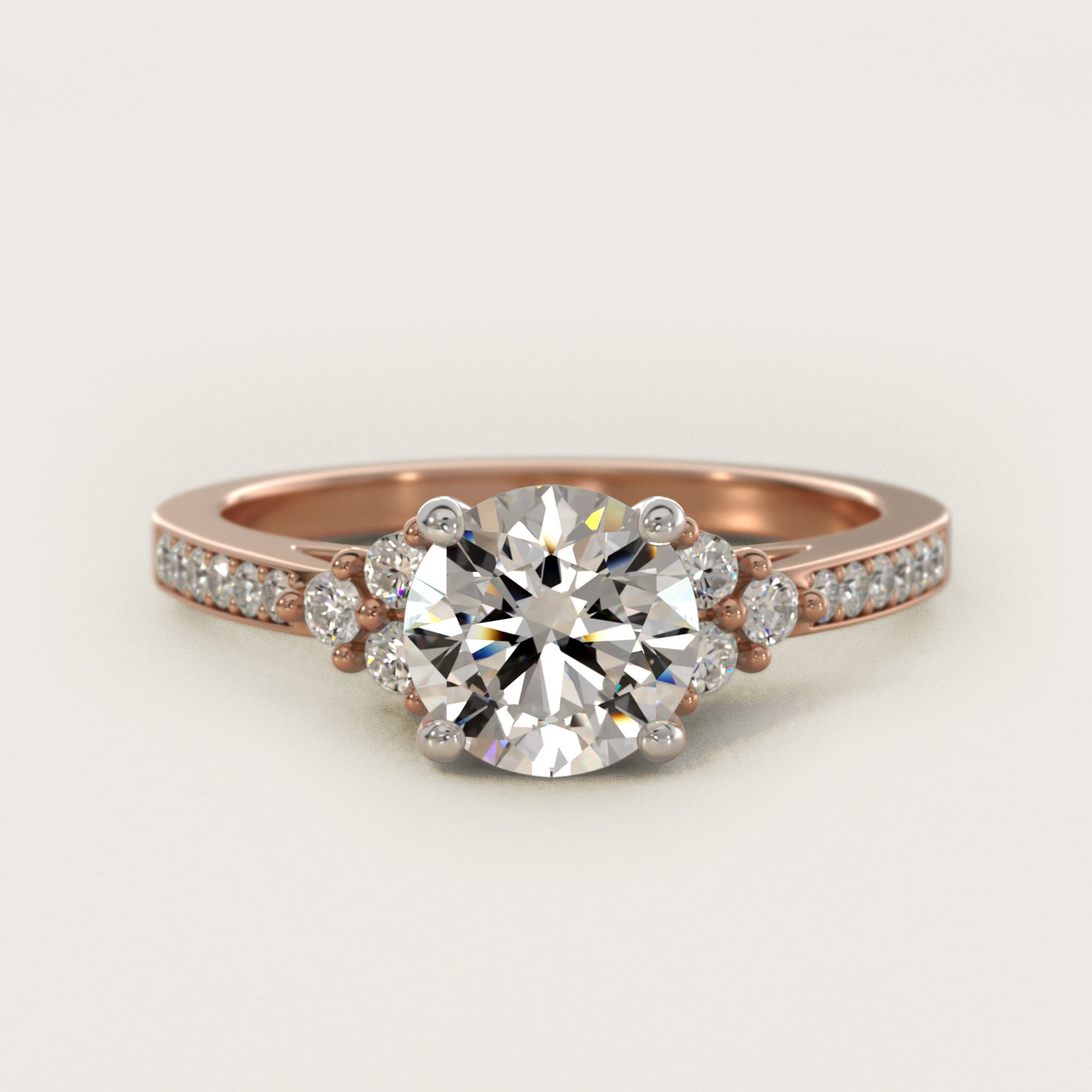 Pavé Trio Side Stone Diamond Engagement Ring In 14K Rose Gold By James Allen