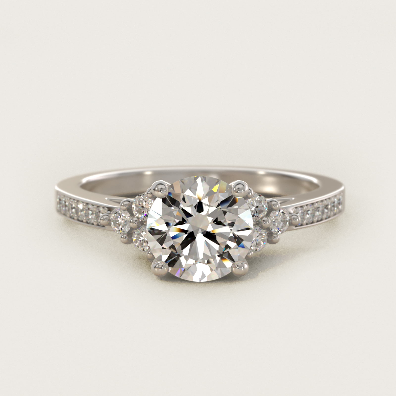 Pavé Trio Side Stone Diamond Engagement Ring In Platinum By James Allen