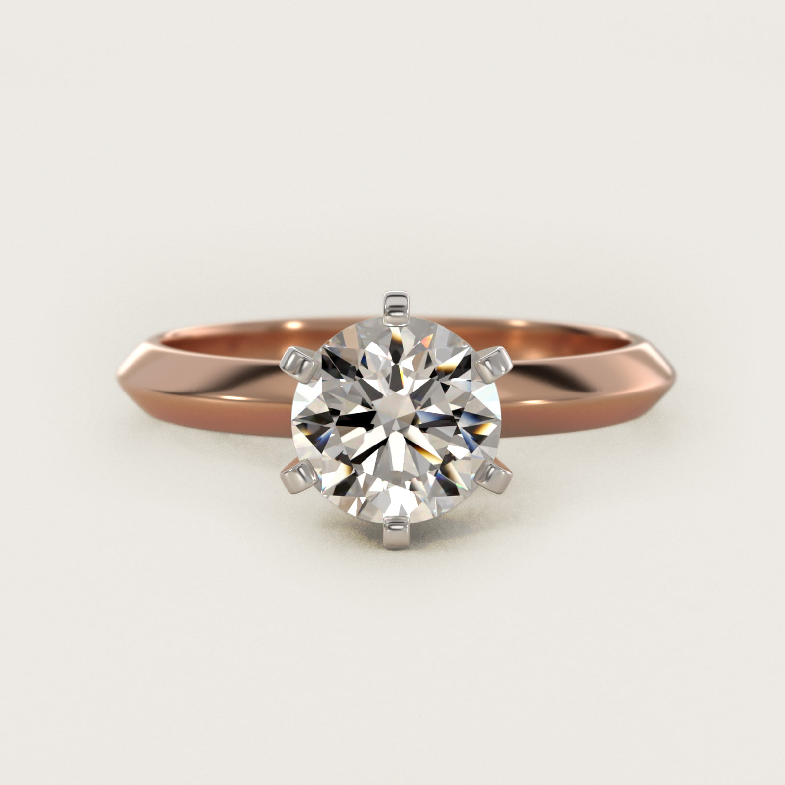 Knife Edge Six Prong Solitaire Engagement Ring In 14K Rose Gold By James Allen