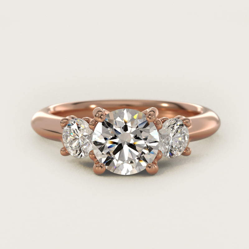 Diamond Three Stone Engagement Ring With Scroll Undergallery In 14K Rose Gold By James Allen