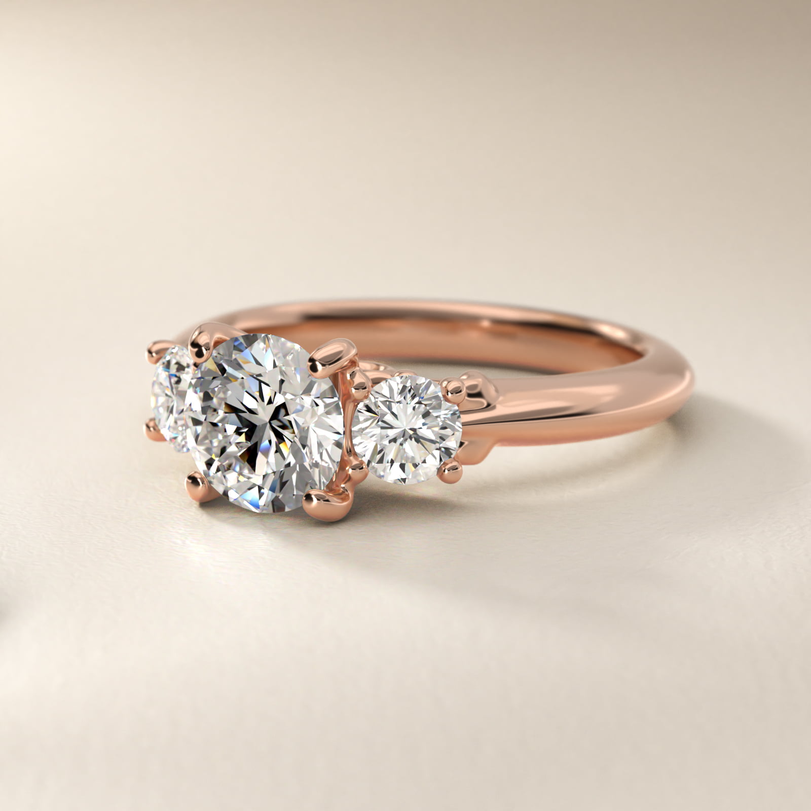 Diamond Three Stone Engagement Ring With Scroll Undergallery In 14K Rose Gold By James Allen
