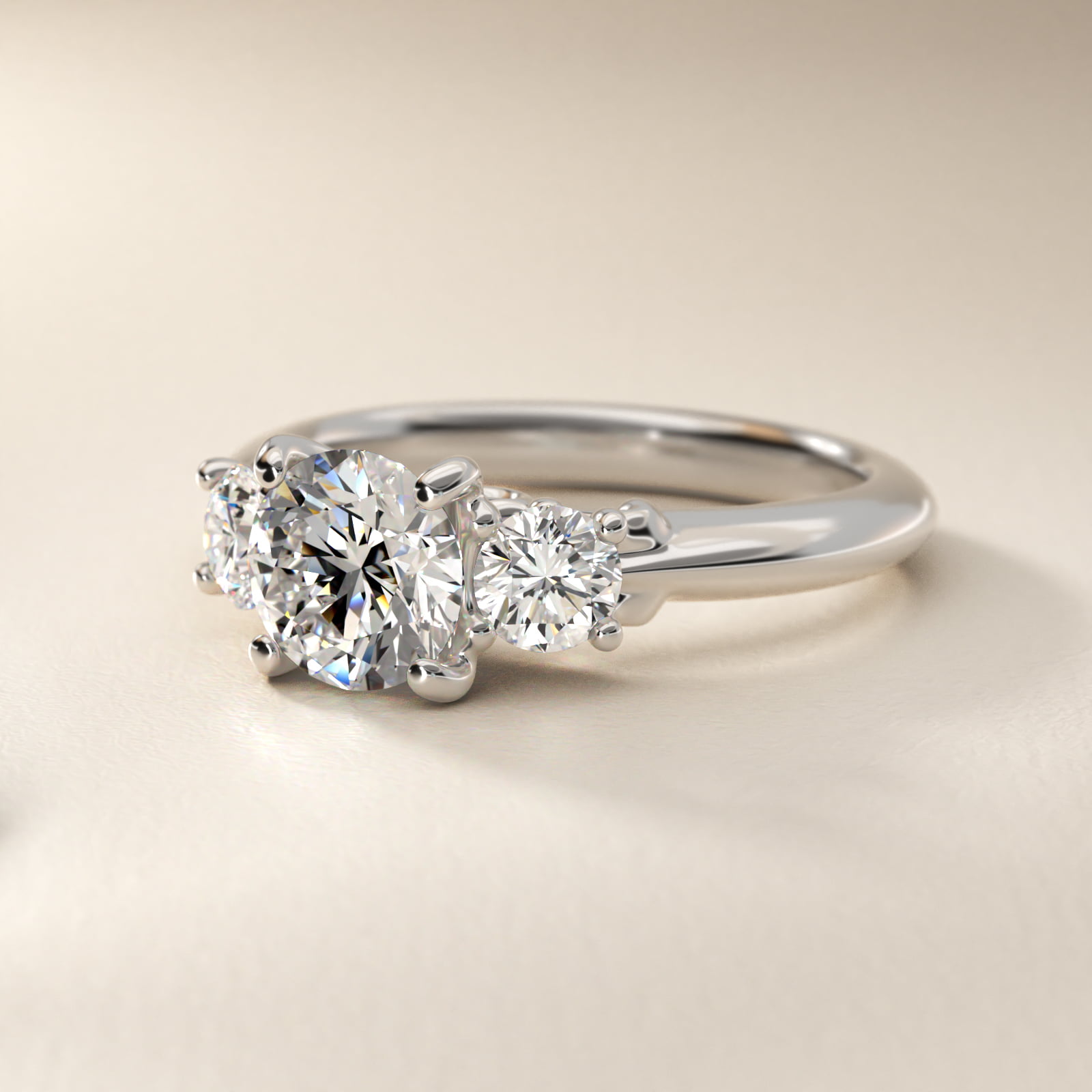 Diamond Three Stone Engagement Ring With Scroll Undergallery In 14K White Gold By James Allen