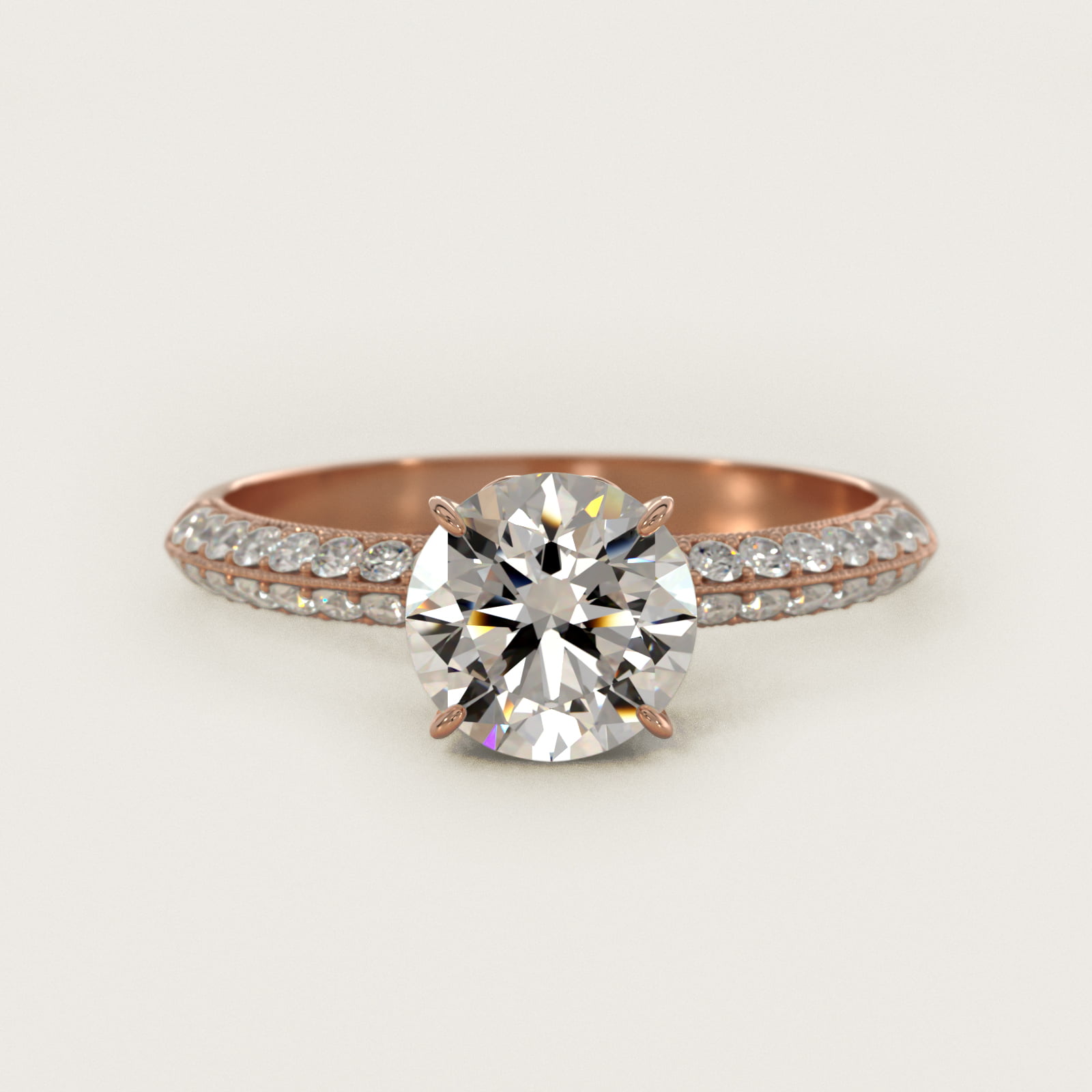 Pavé Knife Edge Lotus Basket Diamond Engagement Ring In 14K Rose Gold By James Allen