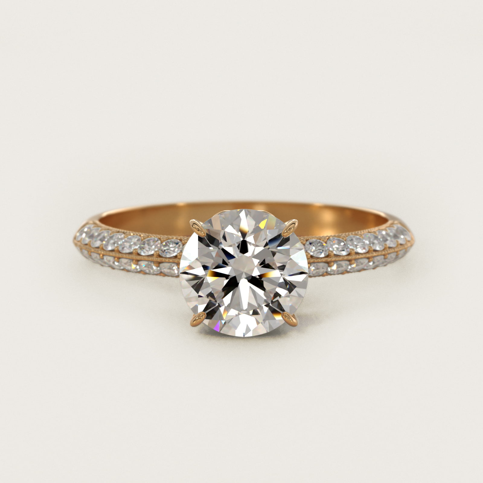 Pavé Knife Edge Lotus Basket Diamond Engagement Ring In 18K Yellow Gold By James Allen
