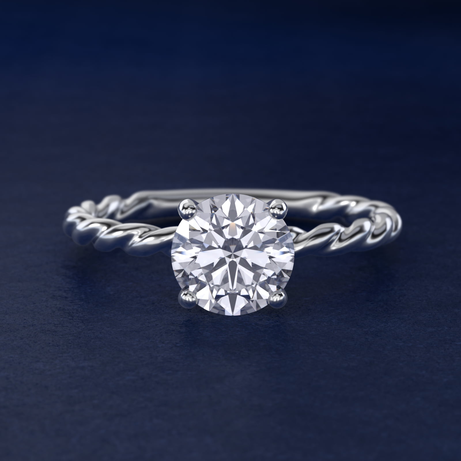 Cable Solitaire Engagement Ring In 18K White Gold By James Allen