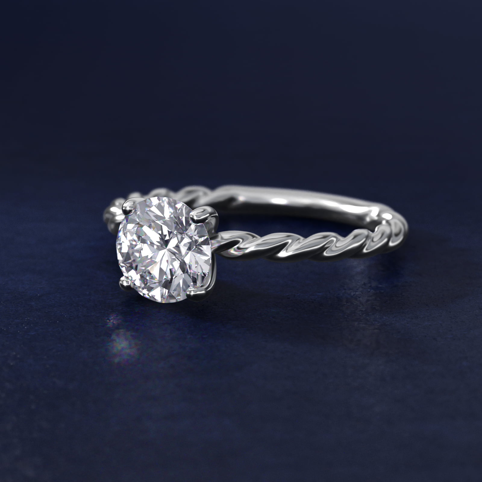 Cable Solitaire Engagement Ring In 14K White Gold By James Allen